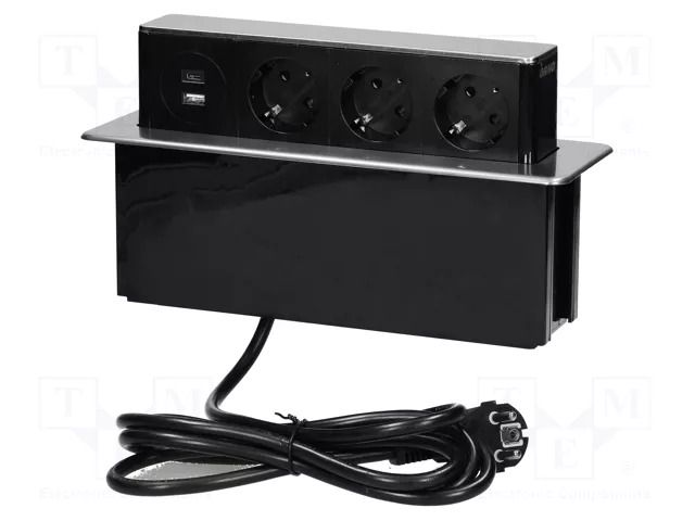 Plug socket strip: furniture; furniture socket; 3680W; 230VAC ORNO OR-GM9014BG-SCHUKO