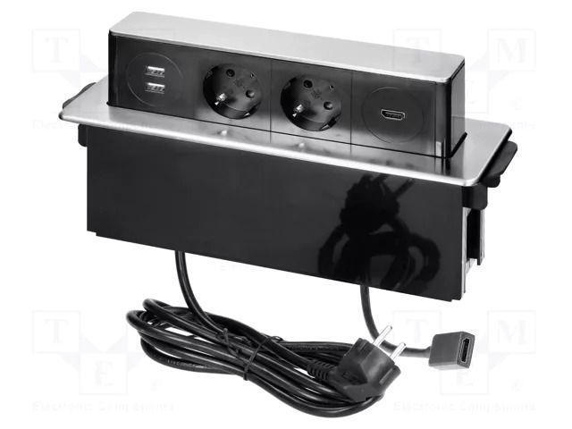 Plug socket strip: furniture; furniture socket; 3680W; 230VAC ORNO OR-GM9016BG-SCHUKO