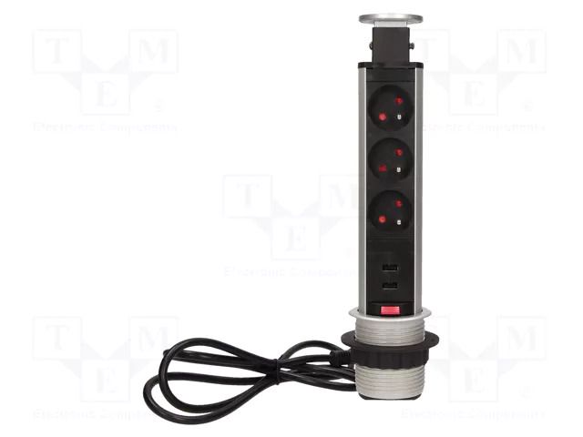 Plug socket strip: furniture; furniture socket; 3680W; silver ORNO OR-AE-1349