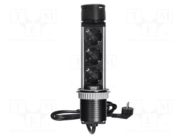 Plug socket strip: furniture; furniture socket; IP20; 3680W ORNO OR-GM-9027-SCHUKO