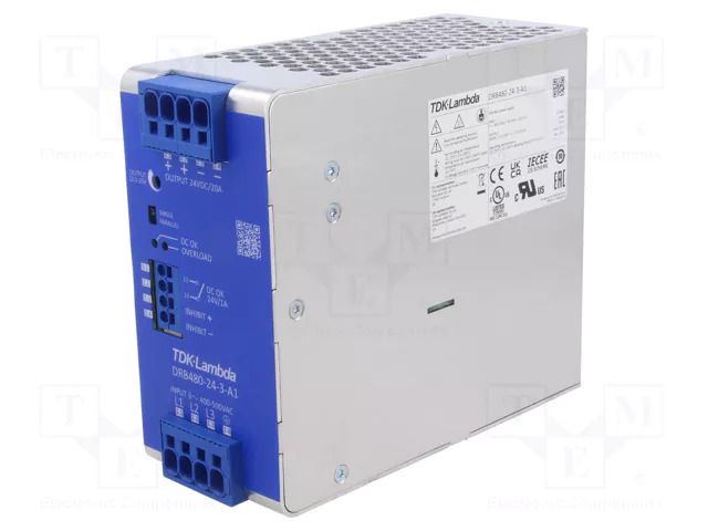 Power supply: switching; for DIN rail; 480W; 24VDC; 20A; -25÷70°C TDK-LAMBDA DRB480-24-3-A1
