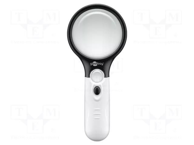 Hand magnifier; Lens: Ø22mm,Ø75mm; Illumin: LED; white; 10000K Goobay GOOBAY-41255