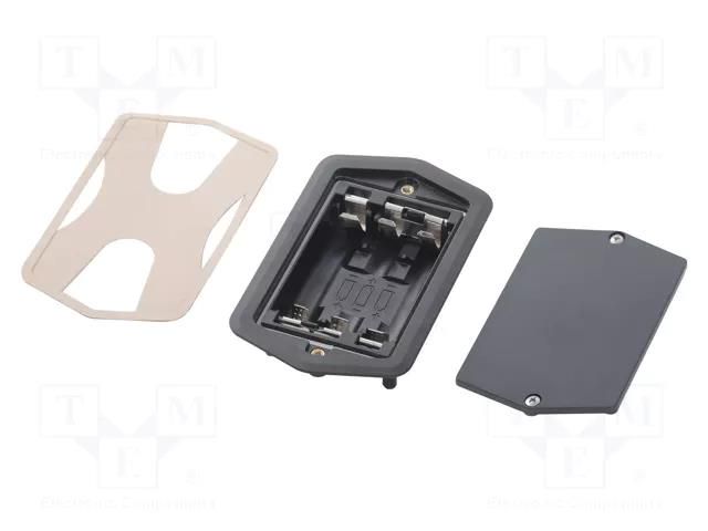 Holder; AA,R6; Batt.no: 3; graphite; IP65 BOPLA BE-3MN-IP-7024