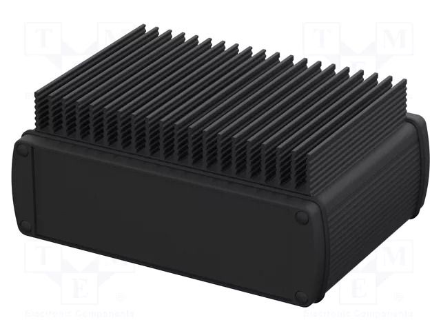 Enclosure: with panel; with heatsink; ALUBOS 1600; X: 169mm; black BOPLA ABPH1600-0100K-SET