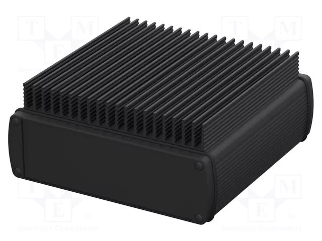 Enclosure: with panel; with heatsink; ALUBOS 1600; X: 169mm; black BOPLA ABPH1600-0150K-SET