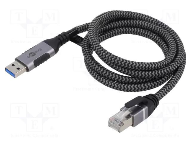 Cable; USB 3.0; RJ45 plug,USB A plug; nickel plated; 1m; U/FTP Goobay GOOBAY-70299