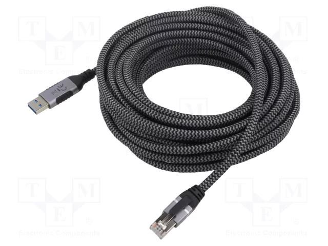 Cable; USB 3.0; RJ45 plug,USB A plug; nickel plated; 10m; U/FTP Goobay GOOBAY-70694