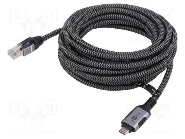 Cable; USB 3.1; RJ45 plug,USB C plug; nickel plated; 5m; U/FTP Goobay GOOBAY-70752