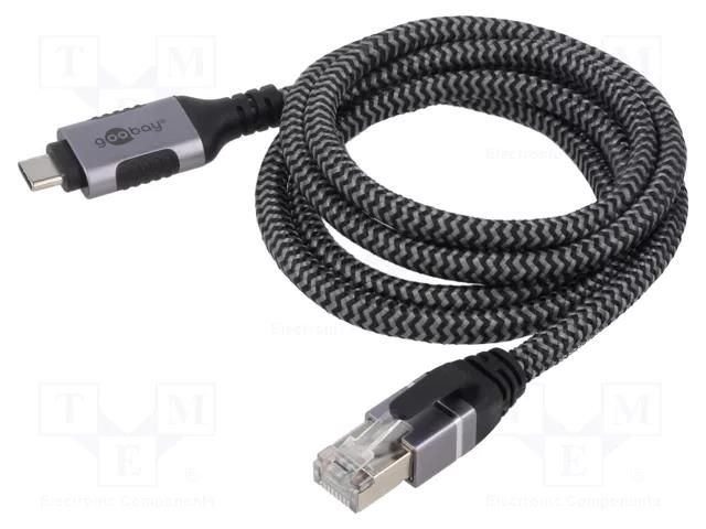 Cable; USB 3.1; RJ45 plug,USB C plug; nickel plated; 1.5m; U/FTP Goobay GOOBAY-70697