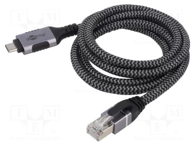 Cable; USB 3.1; RJ45 plug,USB C plug; nickel plated; 2m; U/FTP Goobay GOOBAY-70698