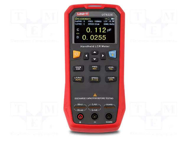 LCR meter; LCD 2,8"; 5 digits; R range: 0÷9.9999MΩ; 0÷99.999mF UNI-T UT622A