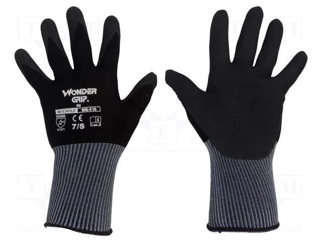 Protective gloves; Size: 7,S; black; nitryl,polyamide; Oil WONDER GRIP WG-510-S/07