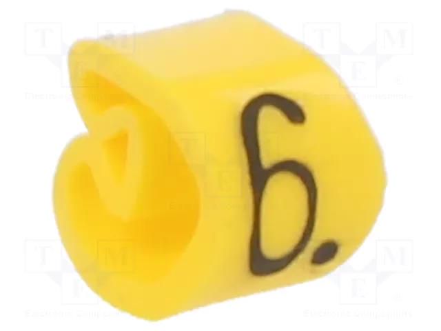 Markers; Marking: 6; 2.5÷5mm; PVC; yellow; -30÷60°C; leaded; PA-1 PARTEX PA-10003AV40.6