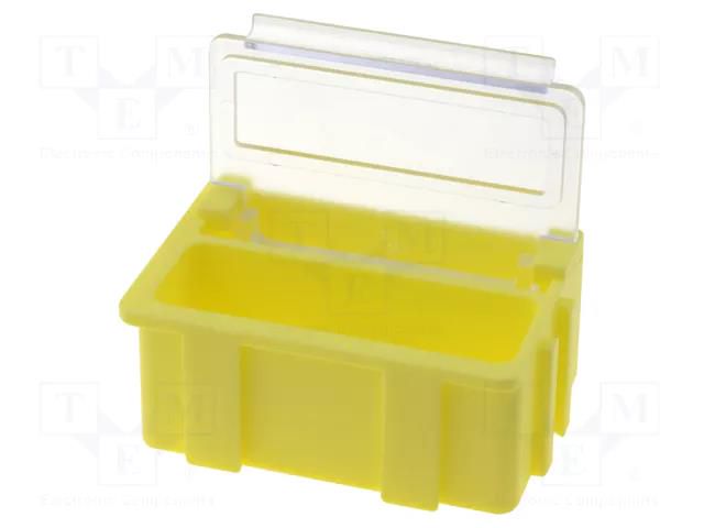 Bin; with flap; ESD; 37x12x15mm; transparent,yellow LICEFA SMDBOXN22341