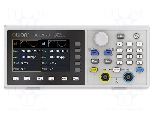 Generator: arbitrary, function; 70MHz; LCD TFT 3,6"; 480x272 OWON DGE2070