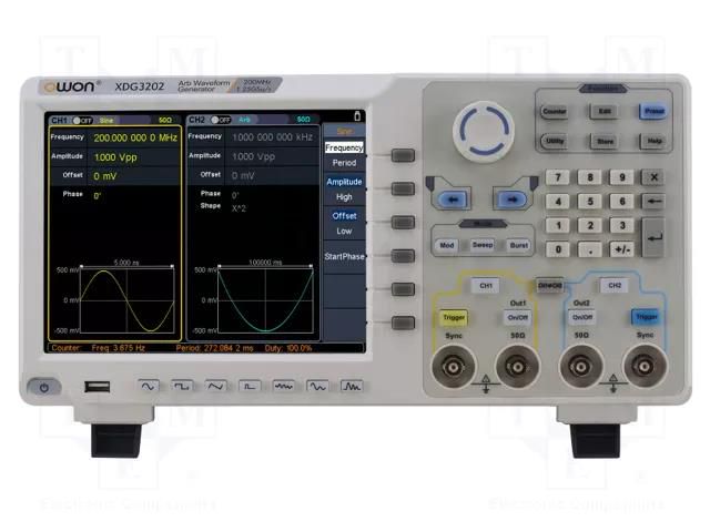 Generator: arbitrary, function; 200MHz; LCD 8"; 800x600; Ch: 2 OWON XDG3202