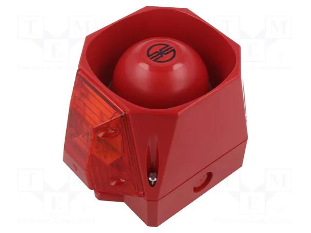 Signaller: lighting-sound; 9÷60VDC; siren,flashing light; red WERMA WER-43901055