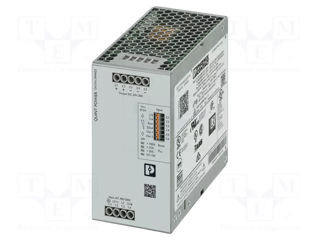 Power supply: switching; for DIN rail; 480W; 26VDC; 20A; IP20; 93% PHOENIX CONTACT QUINT4/3AC/24DC20K