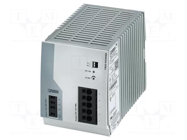 Power supply: switching; for DIN rail; 960W; 24VDC; 40A; IP20; 93% PHOENIX CONTACT TRIO2G/3AC/24DC/40