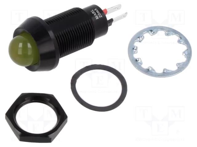 Indicator: LED; prominent; yellow; 2.1VDC; Ø12.7mm; IP67; ØLED: 10mm MARL 651-111-04
