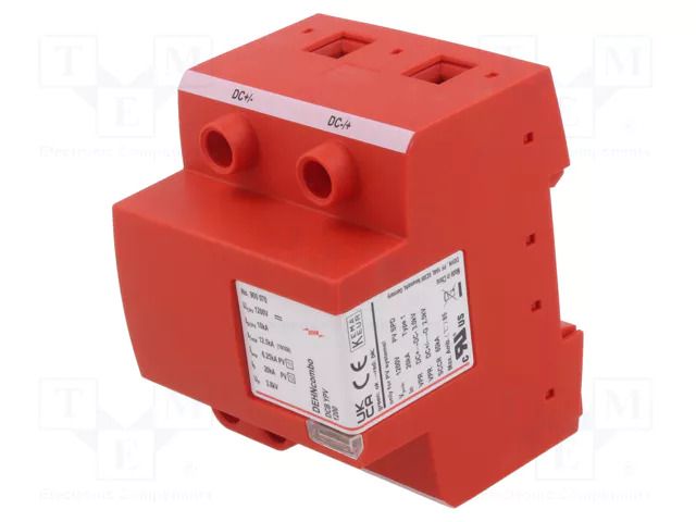 Surge arrester; Type 1+2; Poles: 2; In 8/20us: 20kA; -40÷80°C; IP20 DEHN DEHN-900070