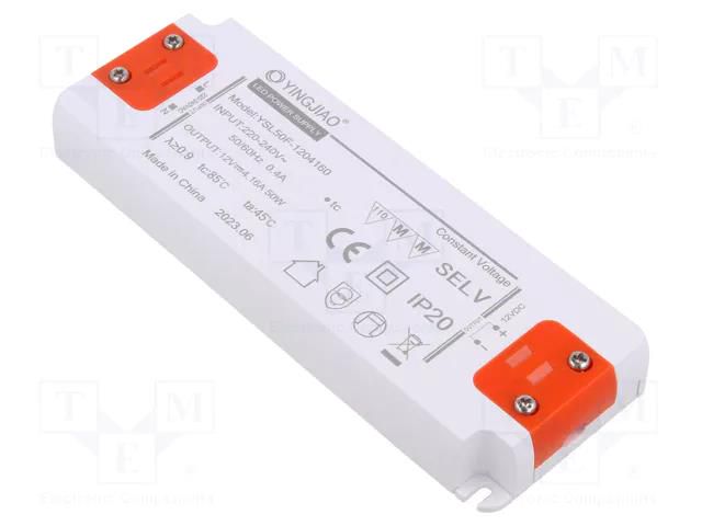 Power supply: switching; LED; 50W; 12VDC; 4.16A; 220÷240VAC; IP20 YINGJIAO YSL50F-50-12