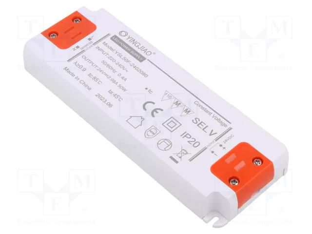 Power supply: switching; LED; 50W; 24VDC; 2.08A; 220÷240VAC; IP20 YINGJIAO YSL50F-50-24