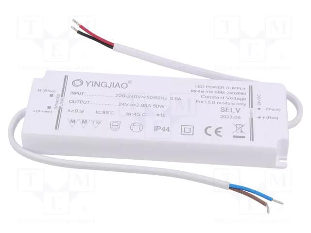 Power supply: switching; LED; 50W; 24VDC; 2.08A; 220÷240VAC; IP44 YINGJIAO YSL50M-50-24
