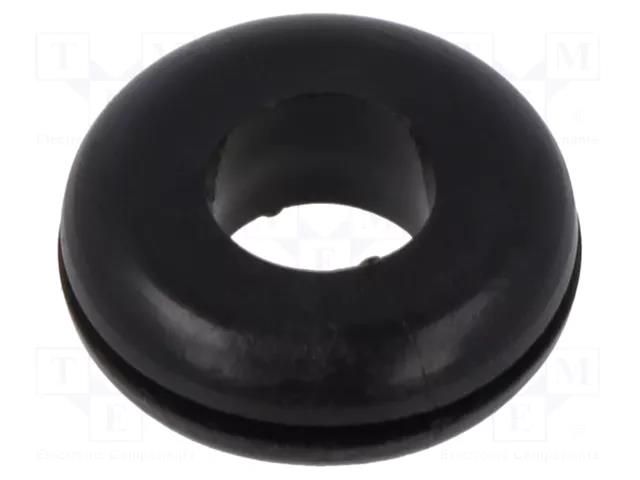 Grommet; Ømount.hole: 14mm; Øhole: 8mm; black; Panel thick: max.1mm ESSENTRA ESS-10325339