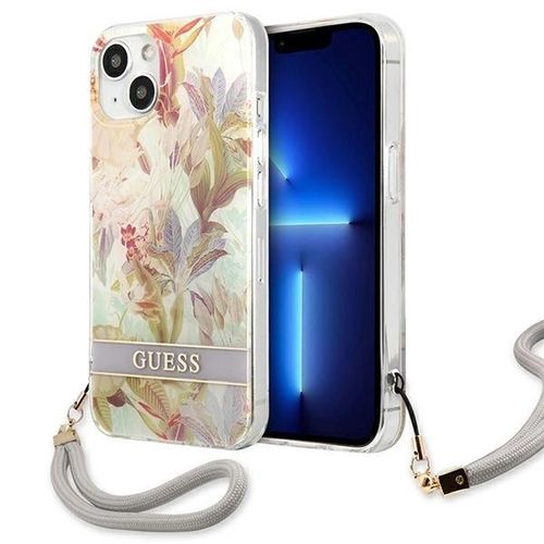 Guess GUHCP13SHFLSU iPhone 13 mini 5.4&quot; purple/purple hardcase Flower Strap, Guess 3666339040550 3666339040550