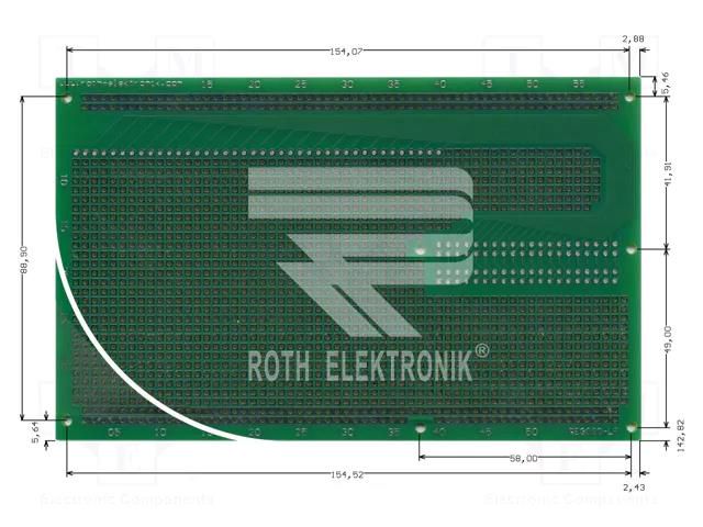 Board: universal; double sided,prototyping; W: 100mm; L: 160mm ROTH ELEKTRONIK GMBH RE3020-LF