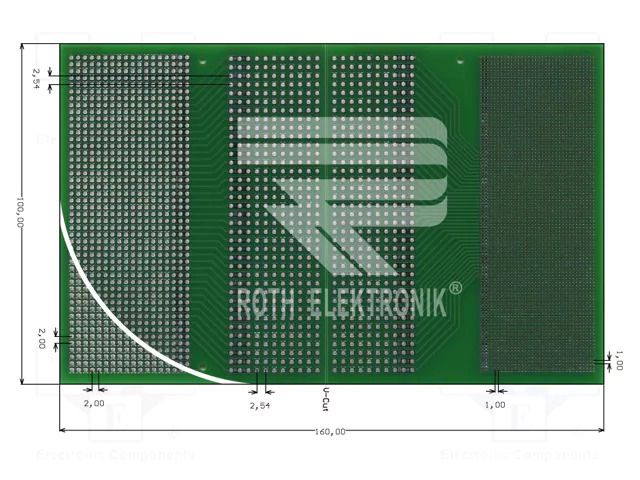 Board: universal; double sided,eurocard,prototyping; W: 100mm ROTH ELEKTRONIK GMBH RE610-LF