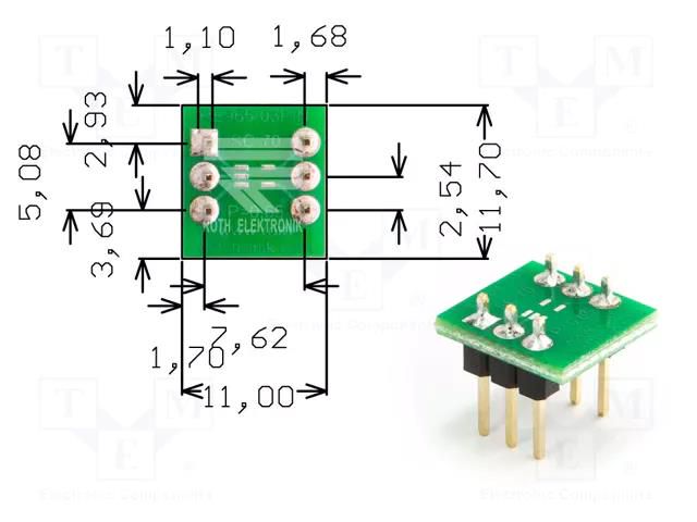 Board: universal; double sided,multiadapter,prototyping; W: 11mm ROTH ELEKTRONIK GMBH RE965-03PIN
