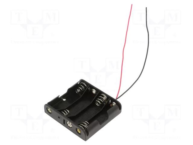 Holder; AA,R6; Batt.no: 4; cables; 150mm; black COMF BH-341-2A