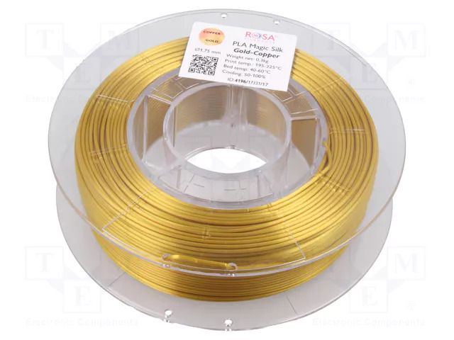 Filament: PLA Magic Silk; 1.75mm; gold copper; 195÷225°C; 300g ROSA 3D ROSA-4196