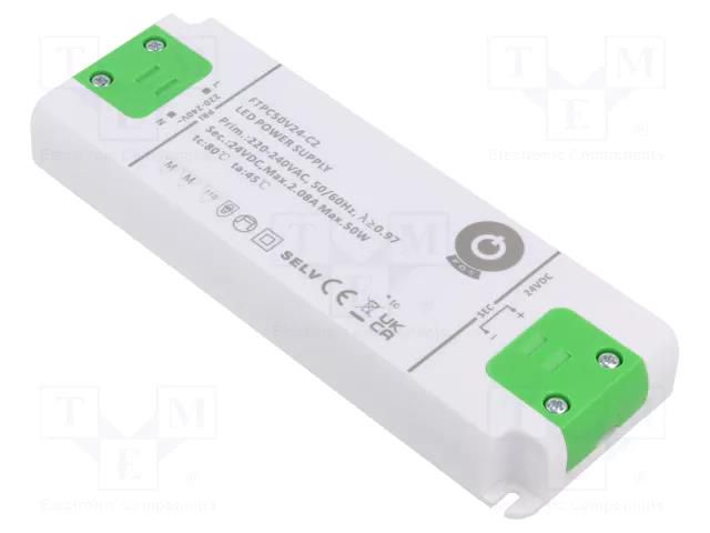 Power supply: switching; LED; 50W; 24VDC; 2.08A; 198÷264VAC; OUT: 1 POS FTPC50V24-C2