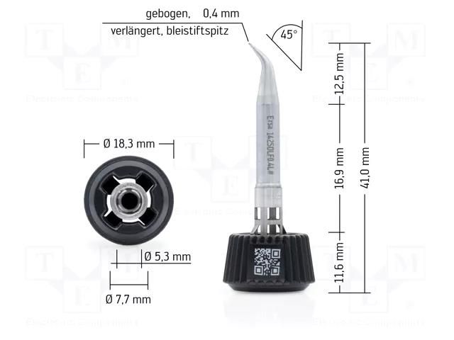 Tip; bent pin; 0.4mm; longlife; for soldering station ERSA ERSA-0142SDLF04L