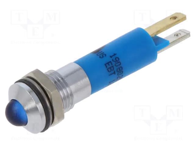 Indicator: LED; prominent; blue; 12VDC; 12VAC; Ø8mm; IP67; ØLED: 5mm CML INNOVATIVE TECHNOLOGIES 19080257
