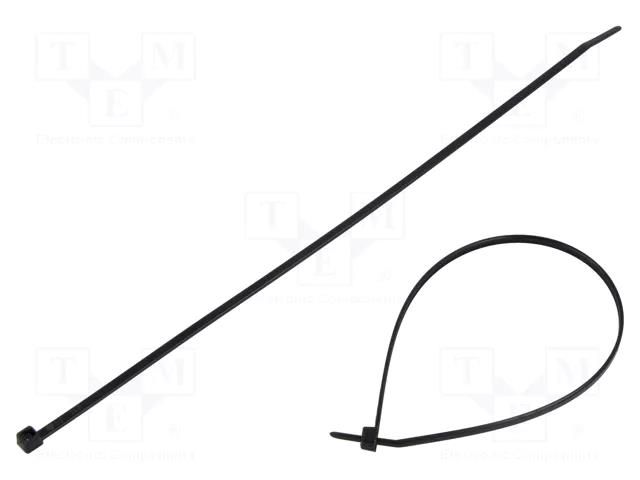 Cable tie; L: 260mm; W: 3.3mm; black; polyamide; 180N; Ømax: 65mm HELLERMANNTYTON T30LR-PA66HS-BK