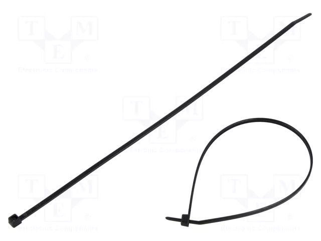 Cable tie; L: 260mm; W: 3.3mm; black; polyamide; 180N; Ømax: 65mm HELLERMANNTYTON T30LR-PA66HS-BK