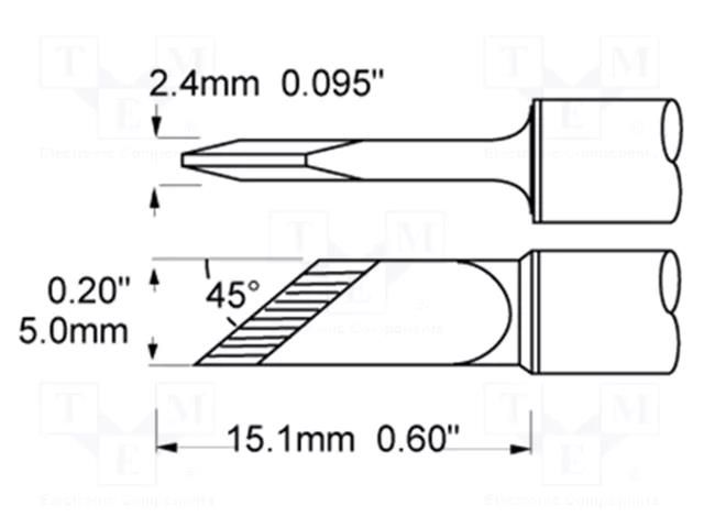 Tip; knife; 4.5mm; 421°C; for soldering station METCAL SFV-DRK45A
