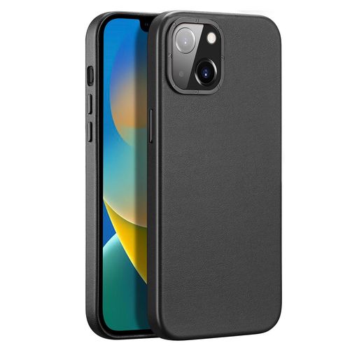 Dux Ducis Grit Leather Case for iPhone 14 Plus Elegant Faux Leather Cover (MagSafe Compatible) Black, Dux Ducis 6934913036945 6934913036945