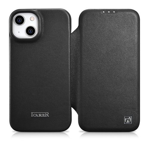 iCarer CE Premium Leather Folio Case iPhone 14 magnetic flip case MagSafe black (WMI14220713-BK), iCarer 6975092685616 6975092685616