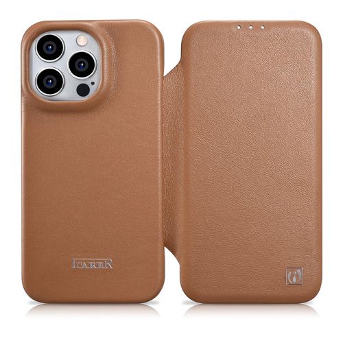 iCarer CE Premium Leather Folio Case iPhone 14 Pro Magnetic Flip Leather Folio Case MagSafe brown (WMI14220714-BN), iCarer 6975092685685 6975092685685