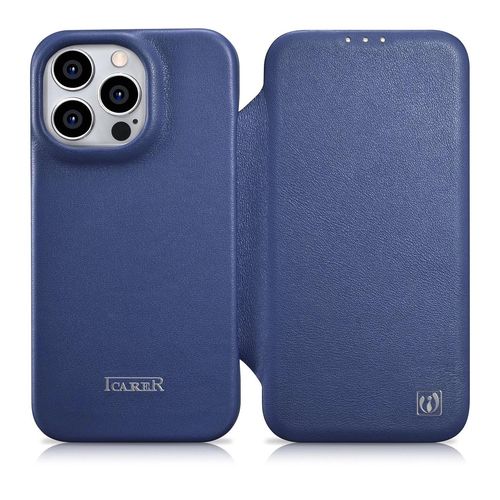 iCarer CE Premium Leather Folio Case iPhone 14 Pro Magnetic Flip Leather Folio Case MagSafe Blue (WMI14220714-BU), iCarer 6975092685722 6975092685722