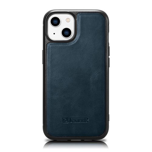 iCarer Leather Oil Wax case covered with natural leather for iPhone 14 blue (WMI14220717-BU), iCarer 6975092685876 6975092685876