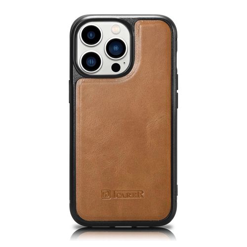 iCarer Leather Oil Wax case covered with natural leather for iPhone 14 Pro brown (WMI14220718-TN), iCarer 6975092685920 6975092685920