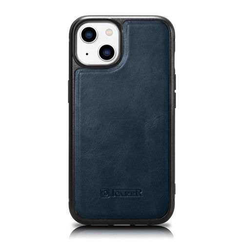 iCarer Leather Oil Wax case covered with natural leather for iPhone 14 Plus blue (WMI14220719-BU), iCarer 6975092685951 6975092685951