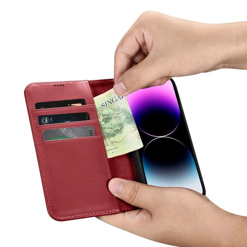 iCarer Wallet Case 2in1 iPhone 14 Pro Leather Flip Case Anti-RFID red (WMI14220726-RD), iCarer 6975092686255 6975092686255