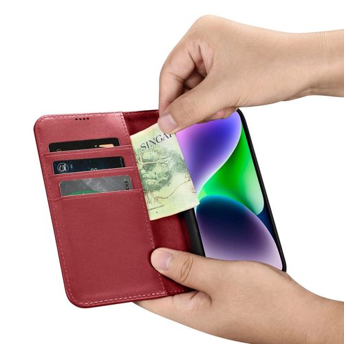 iCarer Wallet Case 2in1 Cover iPhone 14 Plus Anti-RFID Leather Flip Cover Red (WMI14220727-RD), iCarer 6975092686316 6975092686316